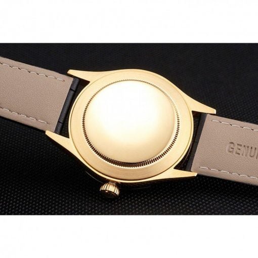 Rolex Cellini Black Dial Gold Case Black Leather Strap - Image 3