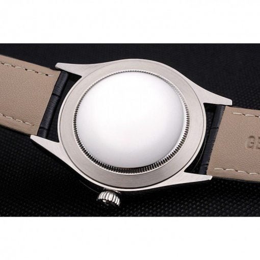 Rolex Cellini Black Dial Steel Case Black Leather Strap - Image 4