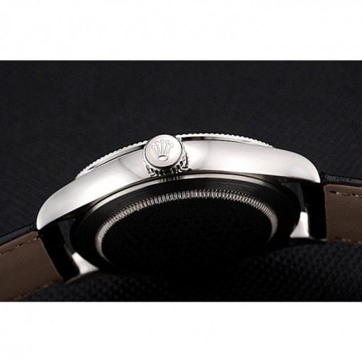 Rolex Cellini Time Silver Case Black Dial Black Leather Bracelet 622654 - Image 5