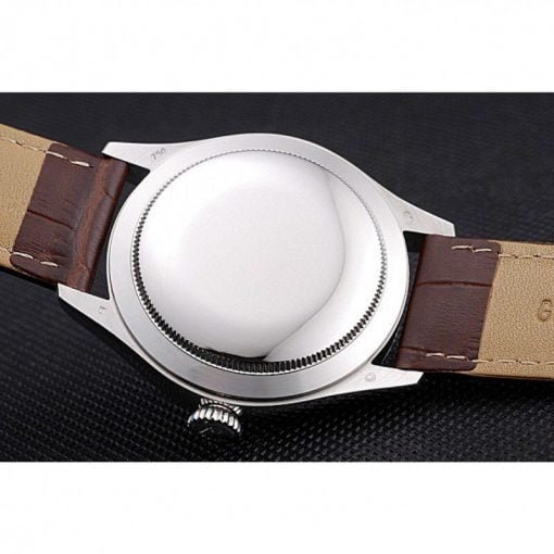 Rolex Cellini White Dial Stainless Steel Case Brown Leather Bracelet 622723 - Image 4
