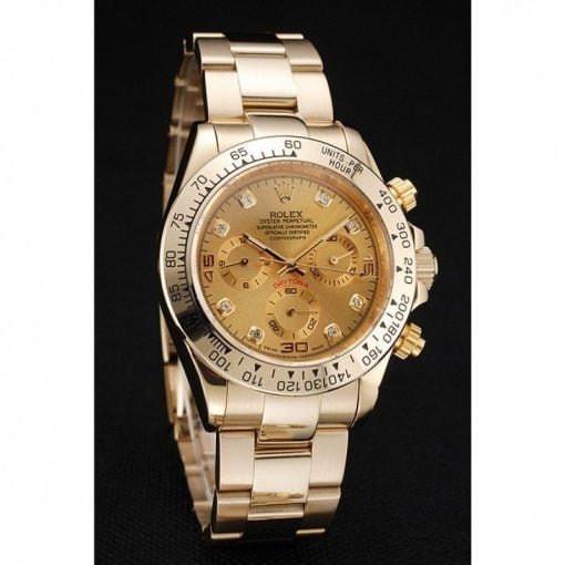 Rolex Cosmograph Daytona Brown Dial Diamond Numerals Gold Case And Bracelet 1454245 - Image 2