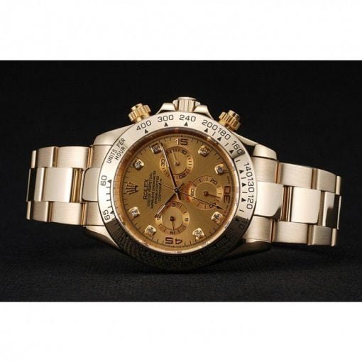Rolex Cosmograph Daytona Brown Dial Diamond Numerals Gold Case And Bracelet 1454245 - Image 3