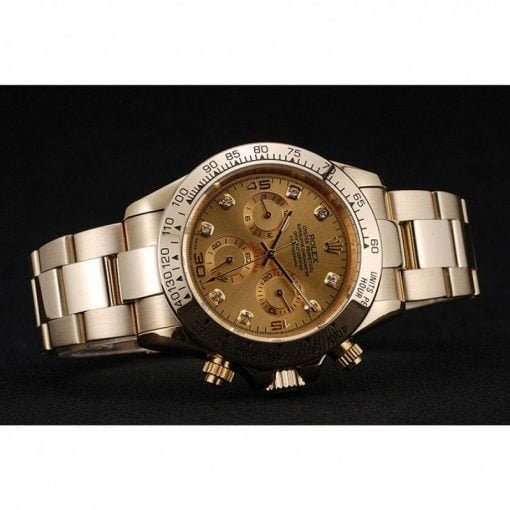 Rolex Cosmograph Daytona Brown Dial Diamond Numerals Gold Case And Bracelet 1454245 - Image 4