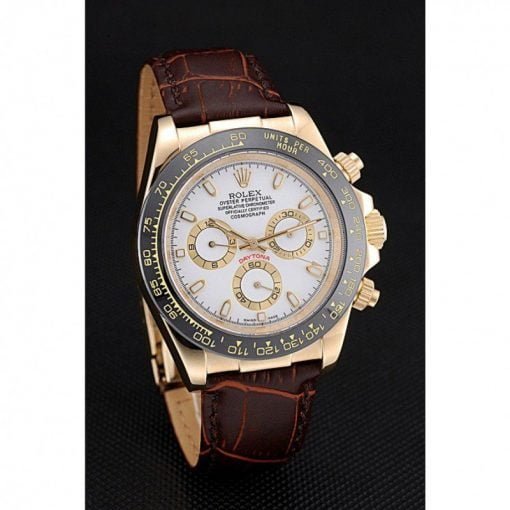 Rolex Cosmograph Daytona Gold Case White Dial Brown Leather Bracelet 622633 - Image 2