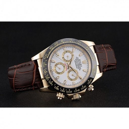 Rolex Cosmograph Daytona Gold Case White Dial Brown Leather Bracelet 622633 - Image 3