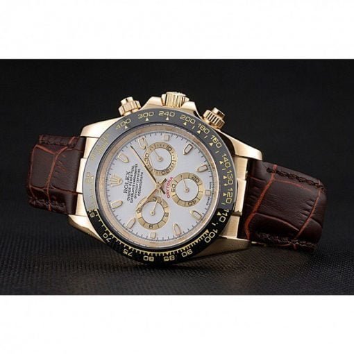 Rolex Cosmograph Daytona Gold Case White Dial Brown Leather Bracelet 622633 - Image 4