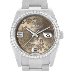 Rolex Datejust 116244BFAO 36MM Bronze Floral Dial Silver-tone Case