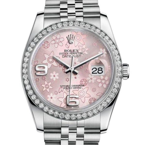 Rolex Datejust 116244PFAJ 36MM Pink Floral Dial Silver-tone Case