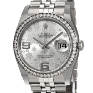Rolex Datejust 116244SFAJ 36MM Silver Floral Dial Silver-tone Case