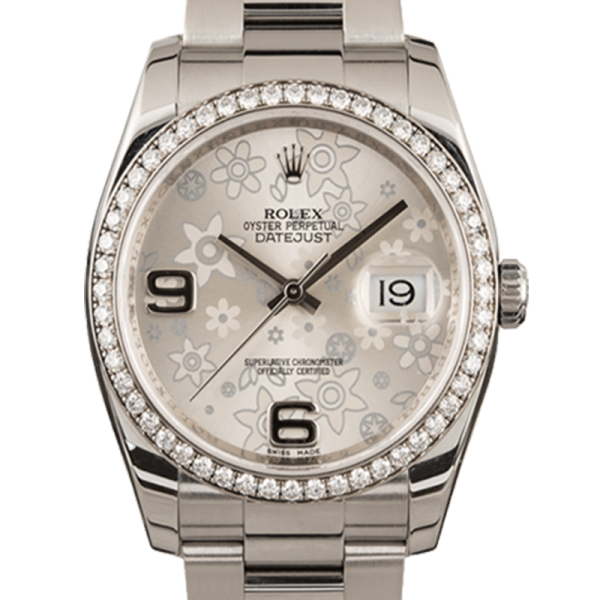 Rolex Datejust 116244SFAO 36MM Silver Floral Dial Silver-tone Case
