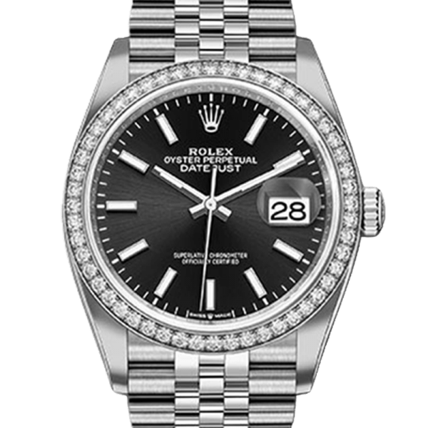 Rolex Datejust m126284rbr-0007 36MM Black Dial Silver-tone Case