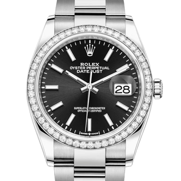 Rolex Datejust m126284rbr-0008 36MM Black Dial Silver-tone Case