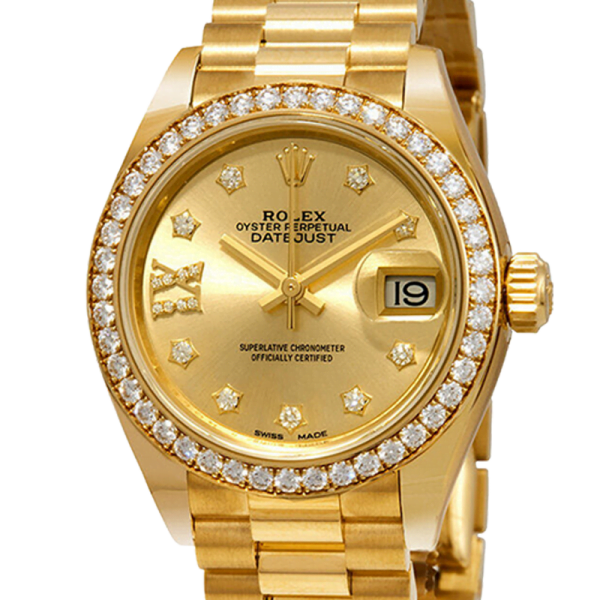 Rolex Datejust m279138rbr-0006 28MM Champagne Diamond Dial Gold-tone Case