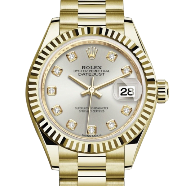Rolex Datejust m279138rbr-0019 28MM Silver Dial Gold-tone Case