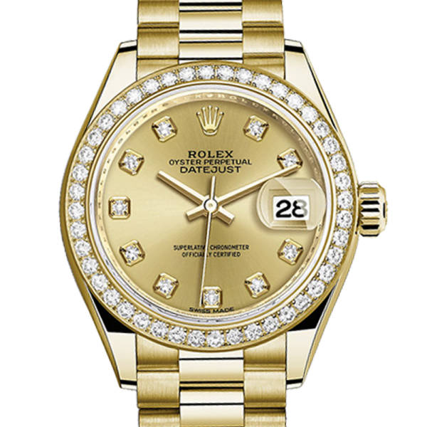 Rolex Datejust m279138rbr-0023 28MM Champagne Dial Gold-tone Case