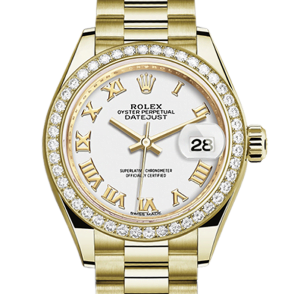 Rolex Datejust m279138rbr-0031 28MM White Dial Gold-tone Case