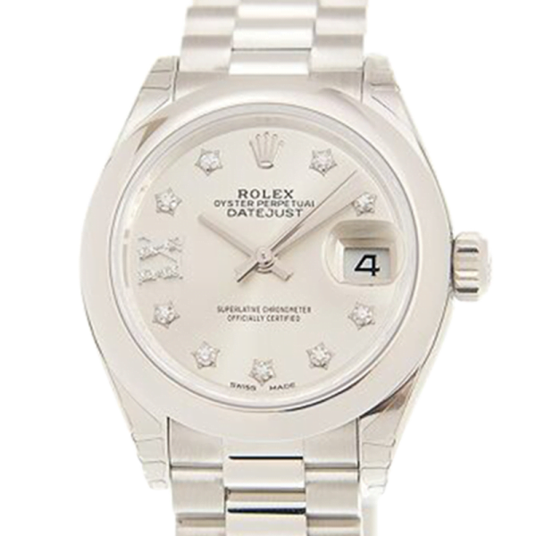 Rolex Datejust m279166-0001 28MM Silver Diamond Dial Silver-tone Case