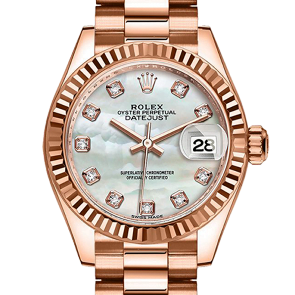 Rolex Datejust m279175-0017 28MM Mother of Pearl Dial Rose Gold-tone Case