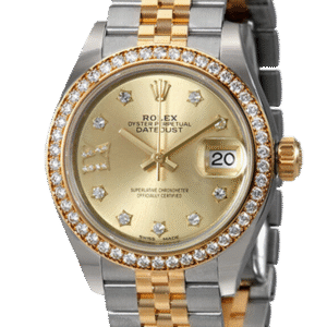 Rolex Datejust m279383rbr-0021 28MM Champagne Diamond Dial Silver-tone Case