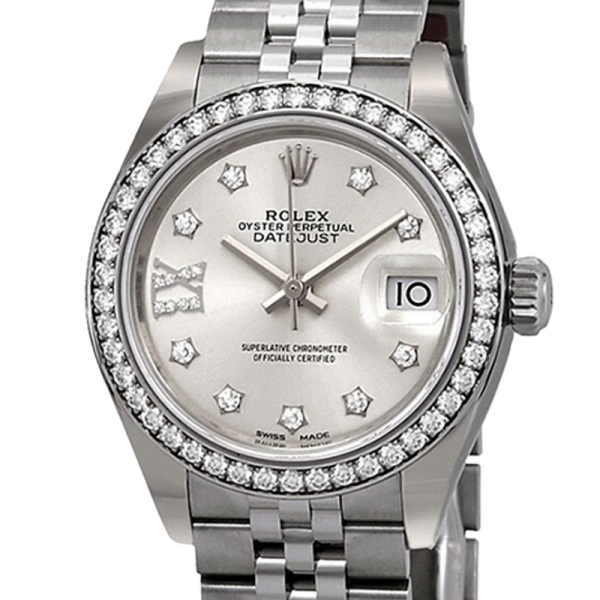 Rolex Datejust m279384rbr-0021 28MM Silver Diamond Dial Silver-tone Case