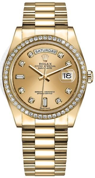 Rolex Day-Date 36 Champagne Diamond Dial Women’s Watch 128348RBR
