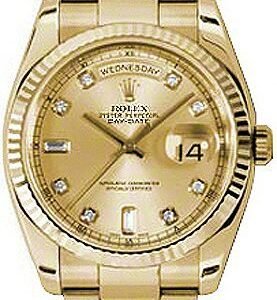 Rolex Day-Date 36 Champagne Diamond Oyster Bracelet Watch 118238