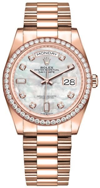 Rolex Day-Date 36 Diamond Everose Gold Men’s Watch 128345RBR