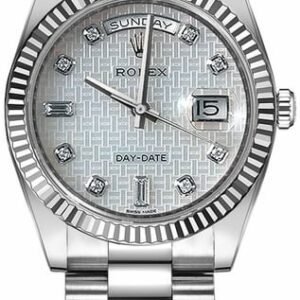 Rolex Day-Date 36 Mother of Pearl Platinum Dial Watch 118239
