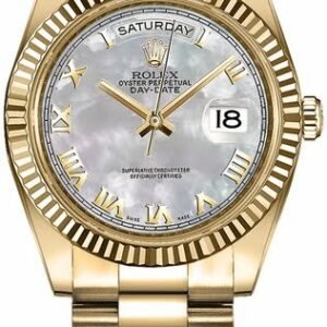 Rolex Day-Date 36 Mother of Pearl Roman Numeral Gold Watch 118238