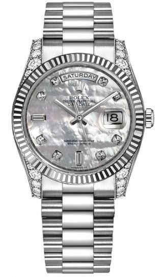 Rolex Day-Date 36 White Gold Diamond Watch 118339