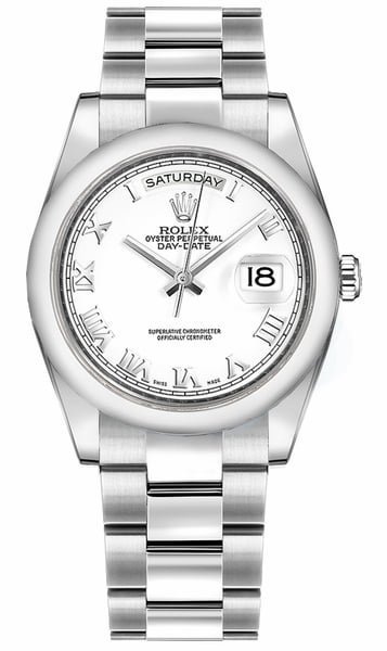 Rolex Day-Date 36 White Roman Numeral Gold Men’s Watch 118209