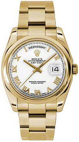Rolex Day-Date 36 White Roman Numeral Gold Watch 118208