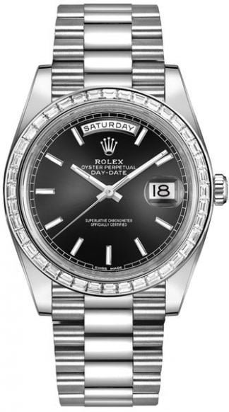 Rolex Day-Date 40 Black Dial Platinum Men’s Watch 228396TBR