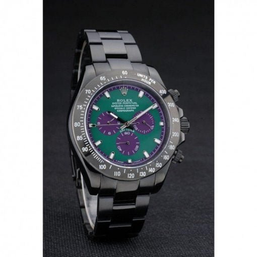 Rolex Daytona Black Ion Plated Tachymeter Black Stainless Steel Strap Green Dial 80246 - Image 2