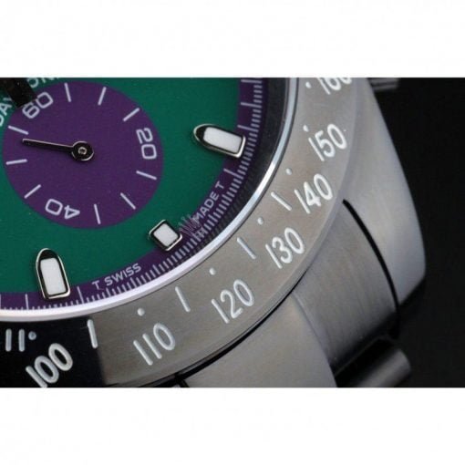 Rolex Daytona Black Ion Plated Tachymeter Black Stainless Steel Strap Green Dial 80246 - Image 9