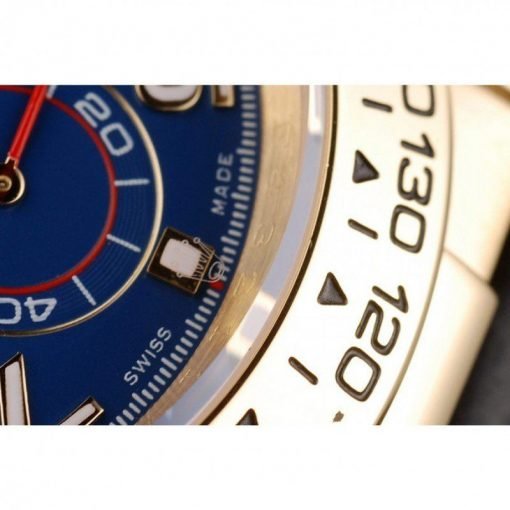 Rolex Daytona Gold Case Blue Dial Black Leather Strap - Image 10
