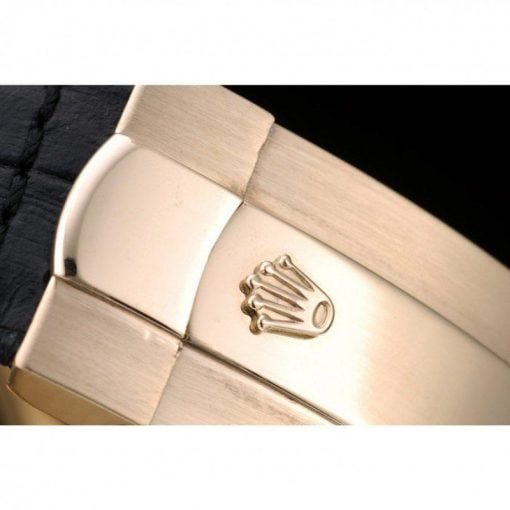 Rolex Daytona Gold Case Blue Dial Black Leather Strap - Image 5