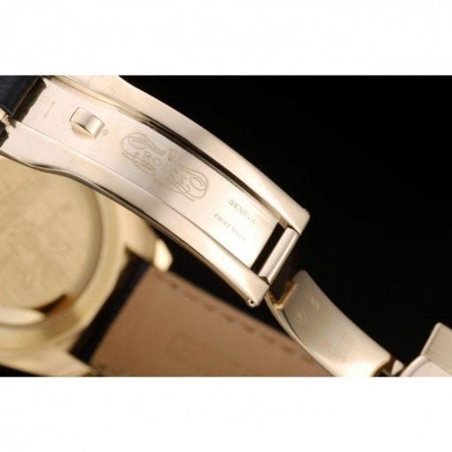 Rolex Daytona Gold Case Blue Dial Black Leather Strap - Image 6