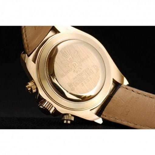 Rolex Daytona Gold Case Blue Dial Black Leather Strap - Image 9