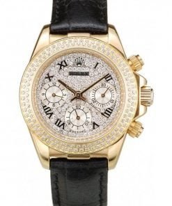 Rolex Daytona Lady Gold Case Crystal Studded Bezel Crystal Studded Dial 98238