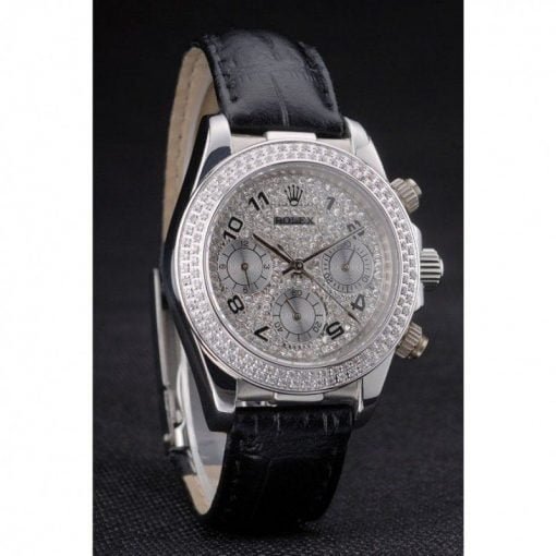 Rolex Daytona Lady Stainless Steel Case Crystal Studded Bezel Crystal Studded Dial - Image 2