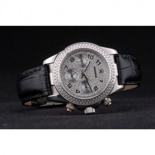 Rolex Daytona Lady Stainless Steel Case Crystal Studded Bezel Crystal Studded Dial - Image 3