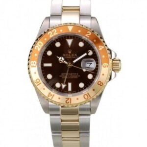 Rolex GMT Master II Gold Colored Ceramic Bezel Brown Dial Watch