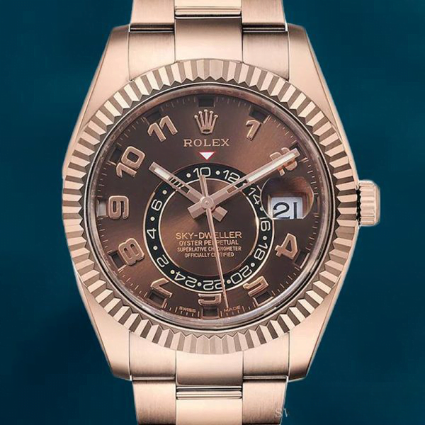 Rolex Sky-dweller 326935BRAO Men’s 41mm Oyster Bracelet Rose Gold-tone