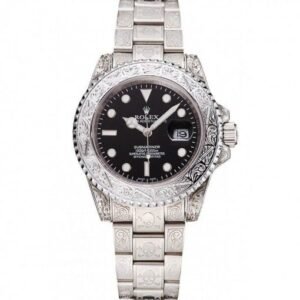 Rolex Submariner Skull Limited Edition Black Dial White Case And Bracelet 1454093