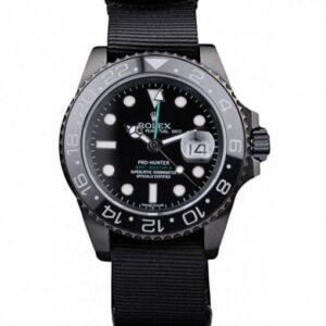 Rolex GMT Master II Pro-Hunter Black Fabric Strap Black Dial